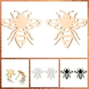Bumble Bee Stainless Steel Stud Earrings #815 (Color: Rose Gold)